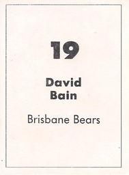1990 Select AFL Stickers #19 David Bain Back